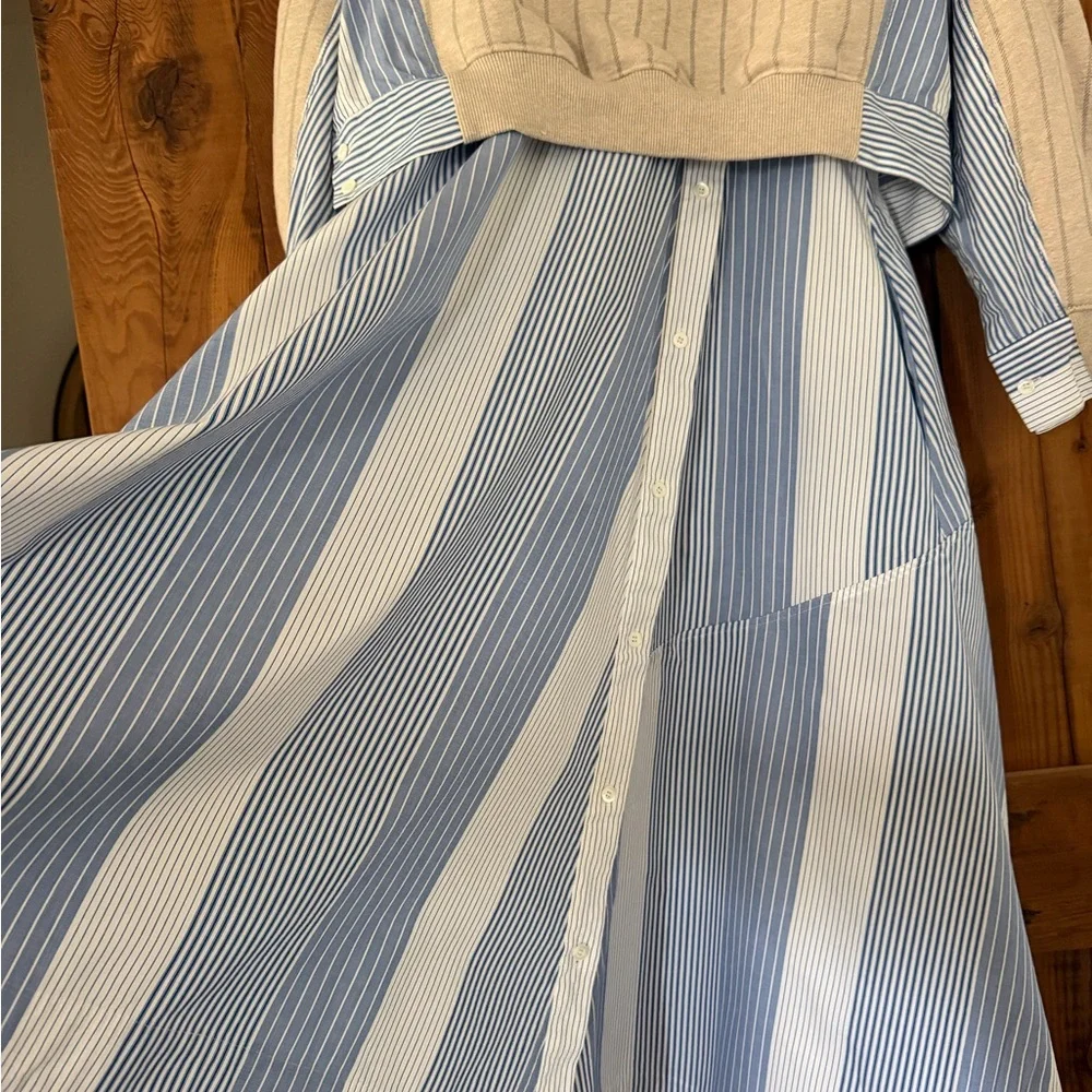 3.1 Phillip Lim Blue and White Striped Midi Shirt Dress - Picture 7 of 12